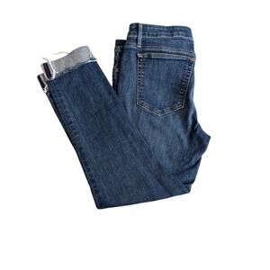 Joe's Jeans The Icon midrise skinny crop blue stretch denim cuffed raw hem Sz 30